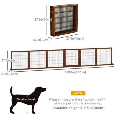 Wooden Pet Gate Freestanding Dog Safety Barrier, for House Doorway