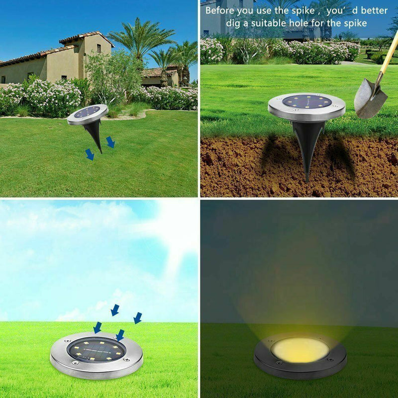 8 LED Solar Powered Buried Light Underground Lamp Pathway Garden Yard DIY Decors