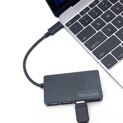 4 Port USB 3.0 Multi Hub High Speed Slim Compact Expansion Splitter PC LAPTOP