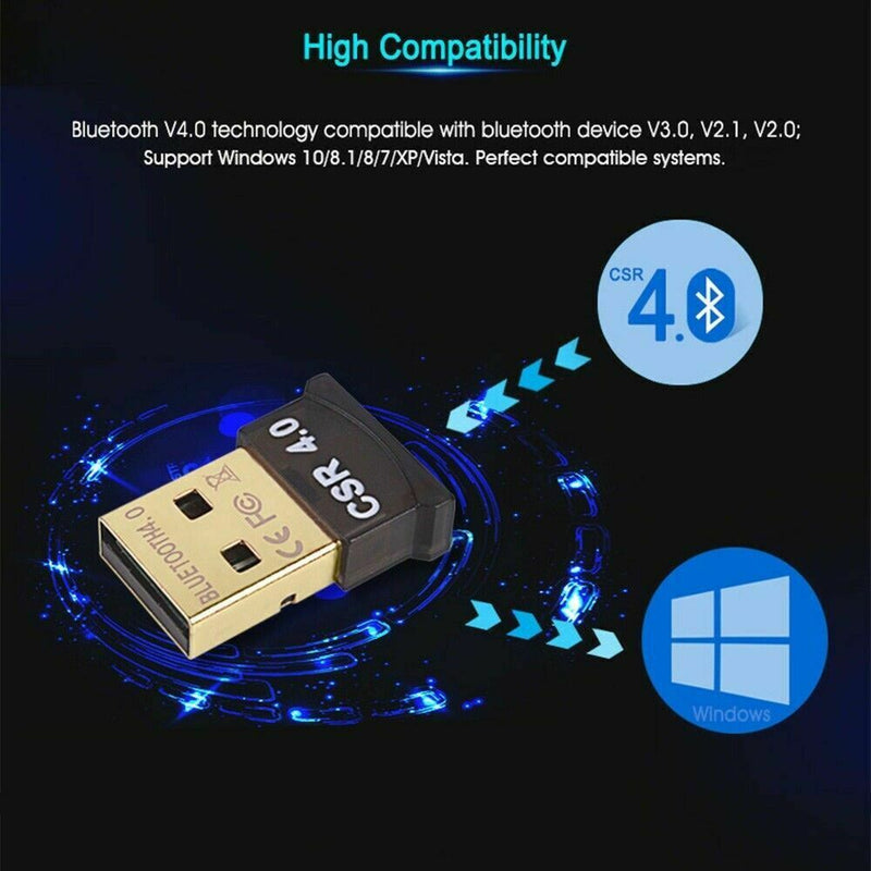 USB Bluetooth 4.0 Adapter Dongle CSR 4.0 Wireless Audio Receiver for PC Laptop