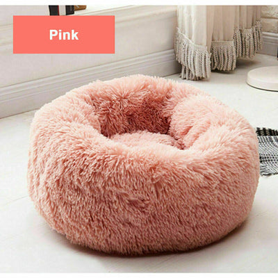 Pet Dog Cat Calming Bed Warm Soft Plush Round Nest Comfy Sleeping Kennel Cave CA