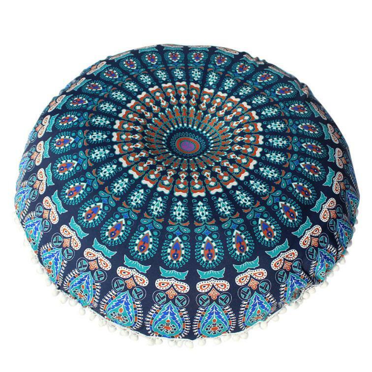 Mandala Floor Pillows Round Bohemian Meditation Cushion Cover Ottoman Pouf 8382