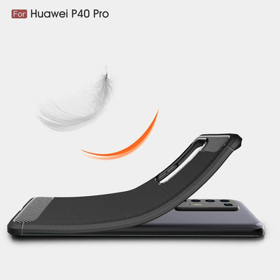 For Huawei P40 Pro Case - Carbon Fiber Shockproof Soft Back Cover