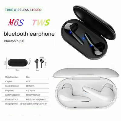 Wireless Bluetooth 5.0 M6s Headphones Earphones  In Ear Waterproof (2 Colours)