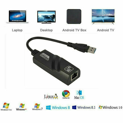 USB 3.0 to Ethernet Adapter 10/100/1000 Mbps Network RJ45 LAN for PC Laptop Mac