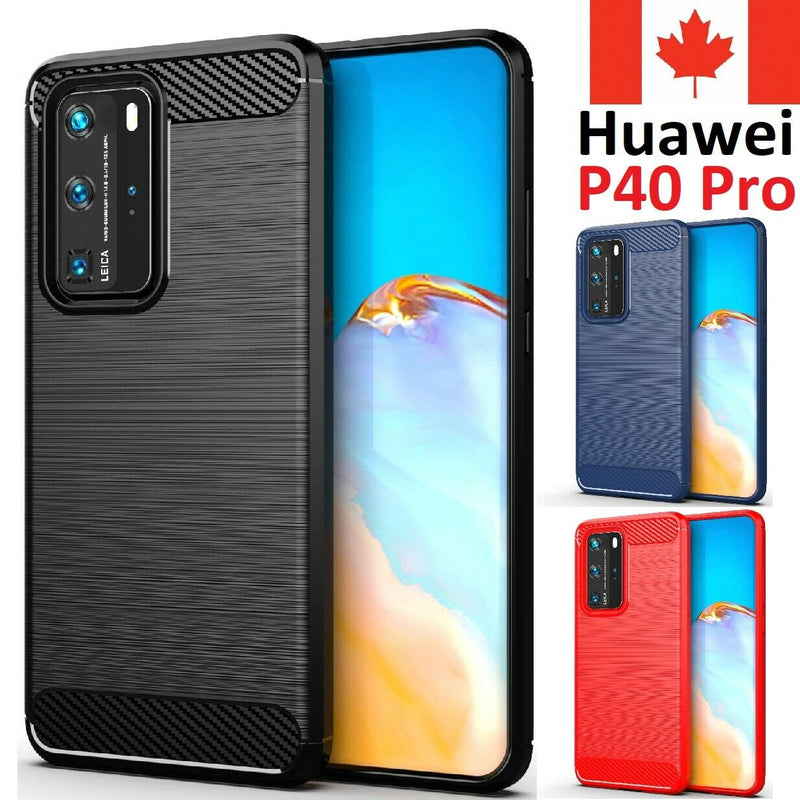 For Huawei P40 Pro Case - Carbon Fiber Shockproof Soft Back Cover
