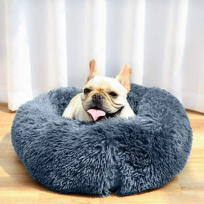 Pet Dog Cat Calming Bed Warm Soft Plush Round Nest Comfy Sleeping Kennel Cave CA