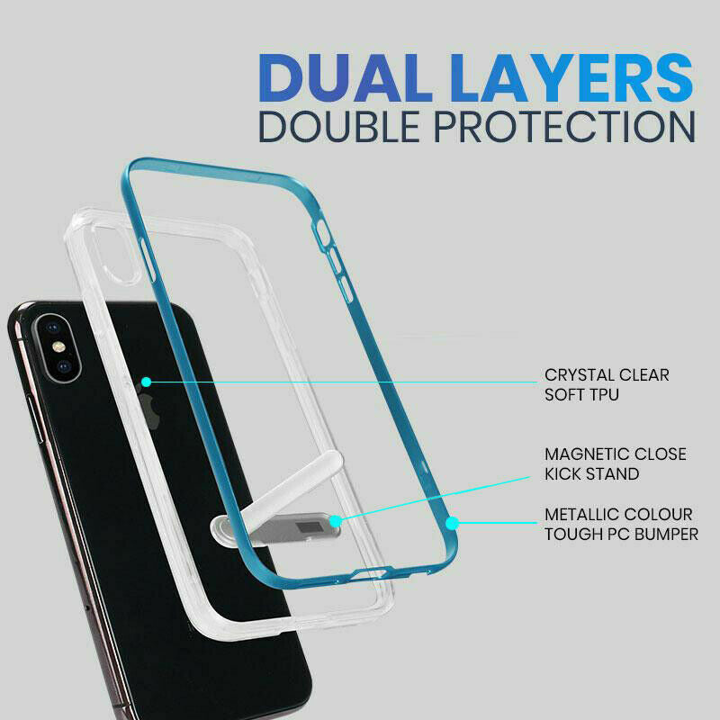 Kickstand Case Ultra Hybrid Slim TPU Cover (4 Colour) For iPhone X XS XS Max 7 8