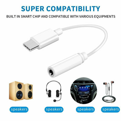 USB C to 3.5mm Headphone Jack Adapter in Aux Cable Lead Audio Converter Adapter