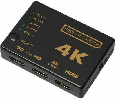 5 Port HDMI Splitter Switch Switcher Hub Box HDTV Ultra HD 4K 60Hz with Remote