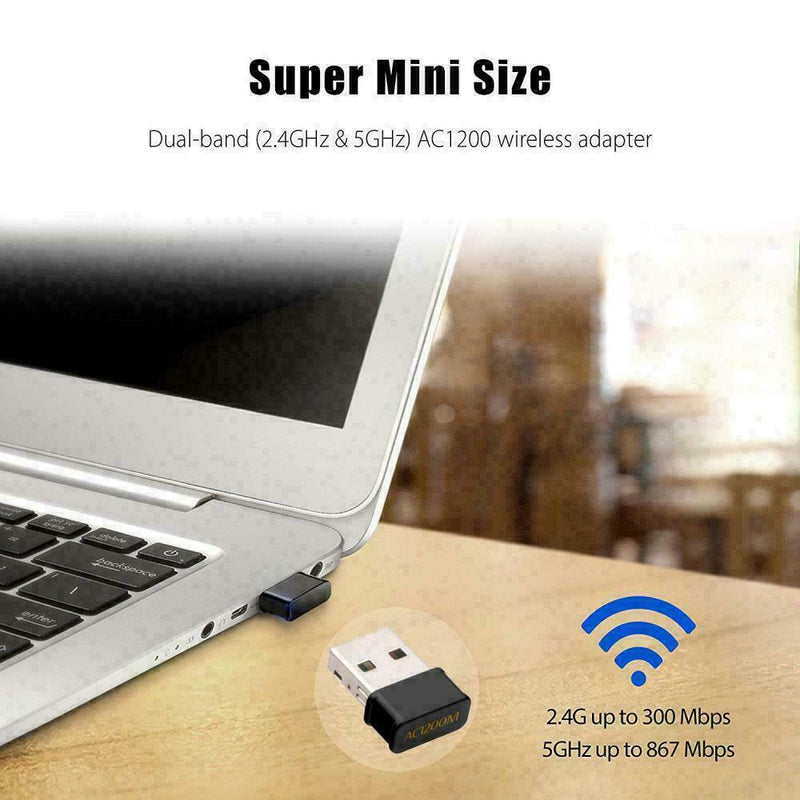 NEW 1200 Mbps Mini Wireless USB WiFi Receiver Adapter Wireless 2.4+5G Dual Band