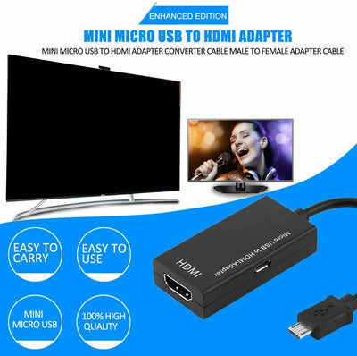 Mini Micro USB to HDMI Adapter Converter Cable Male to Female HDMI 1080P Video