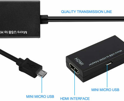 Mini Micro USB to HDMI Adapter Converter Cable Male to Female HDMI 1080P Video