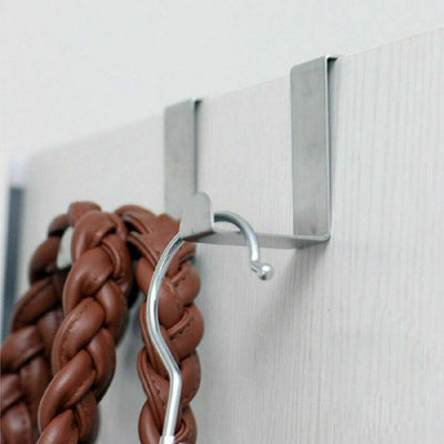 Stainless Steel Hook Over Door Coat Hanger Compact Clothes Holder Kitchen