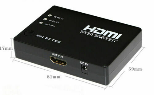 HDMI Switch Splitter Switcher Box 3 in 1 Out Monitor Supports 3D Full HD Remote