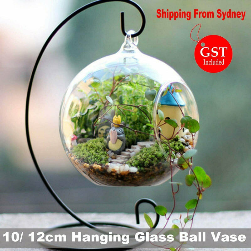 Hanging Glass Ball Vase Flower Planter Pot Terrarium Container Home Garden Decor