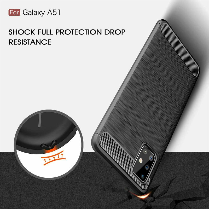 For Samsung Galaxy A51 & A71 Case - Carbon Fiber Shockproof Slim Armor Cover
