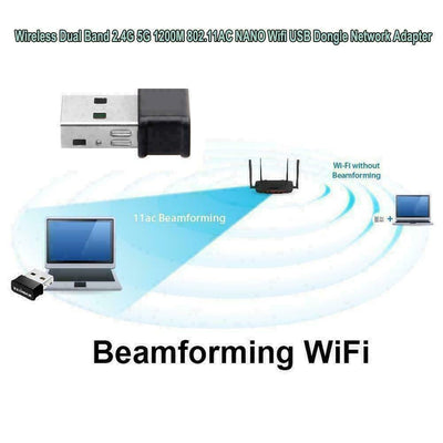 New 1200Mbps Wireless 2.4+5G Dual Band 802.11AC Wifi USB Network Adapter CA