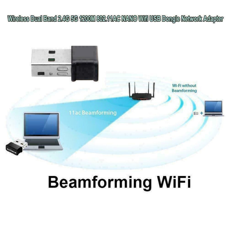 New 1200Mbps Wireless 2.4+5G Dual Band 802.11AC Wifi USB Network Adapter CA