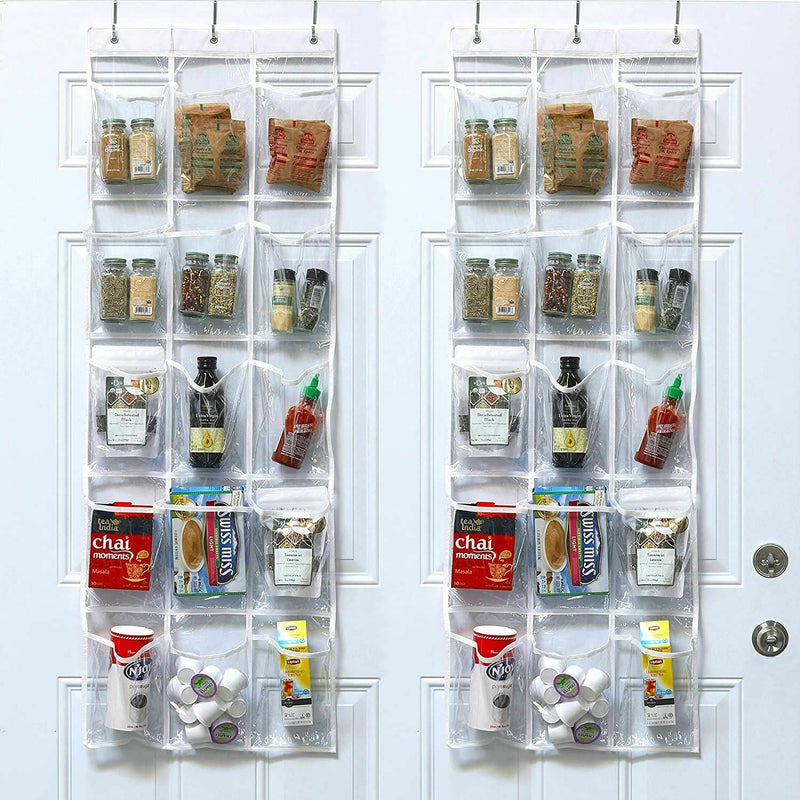 hanging pantry organizer 15 Pocket standard door rod,Crystal Clear Storage Rack