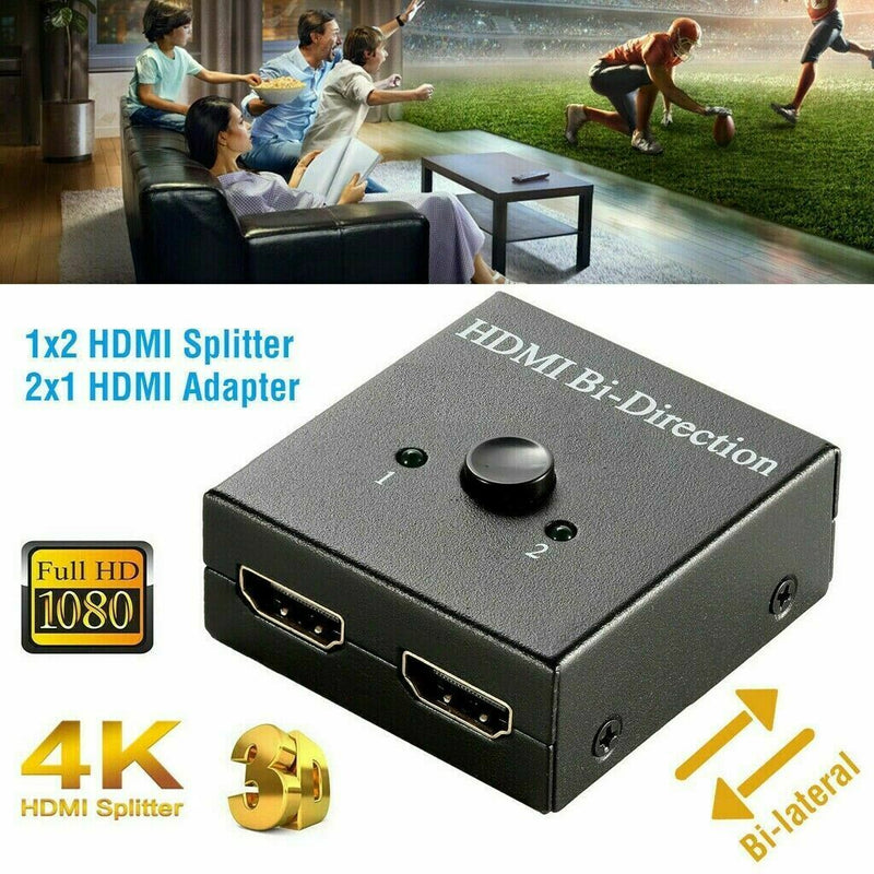 2 in 1 In Out UHD 4K Bi Direction HDMI 2.0 Switch Switcher Splitter Hub HDCP 3D