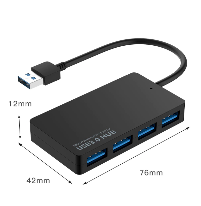 4 Port USB 3.0 Multi Hub High Speed Slim Compact Expansion Splitter PC LAPTOP