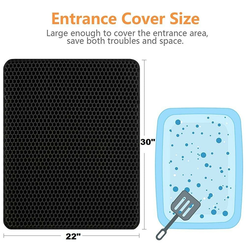 Waterproof Double-Layer Cat Litter Mat Trapper Foldable Pad Pet Rug Home L Size