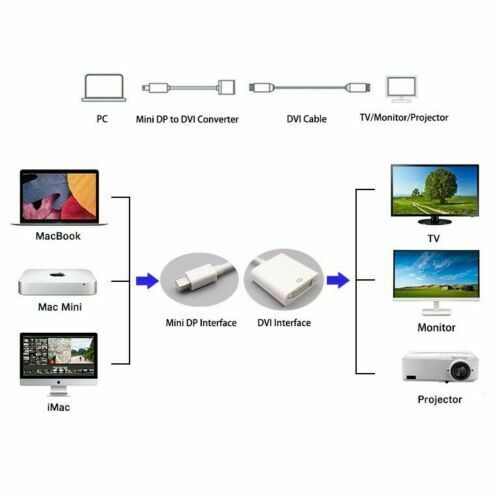 Mini DisplayPort to DVI Adapter Display Port DP For McBook Pro Air Thunderbolt