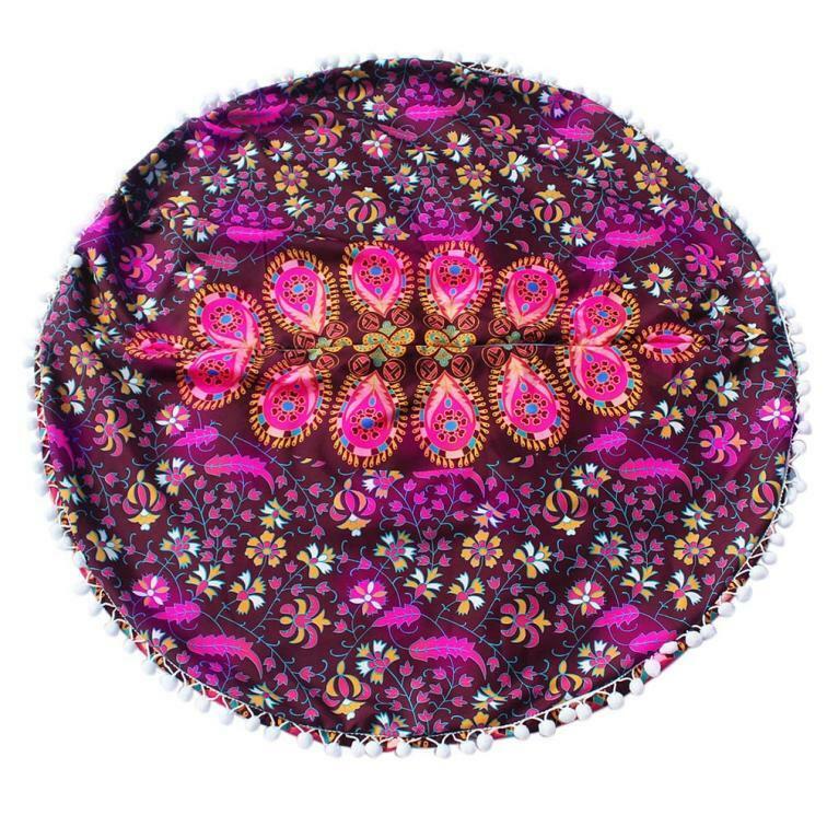 Mandala Floor Pillows Round Bohemian Meditation Cushion Cover Ottoman Pouf 8382