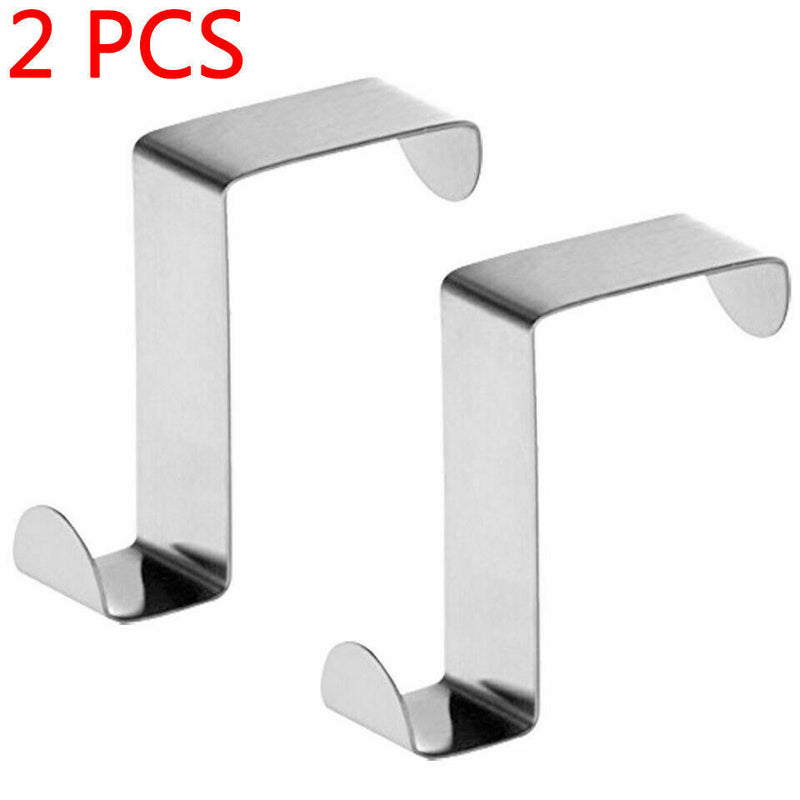 Stainless Steel Hook Over Door Coat Hanger Compact Clothes Holder Kitchen