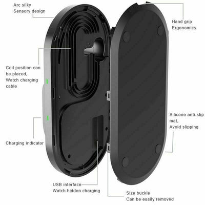 NEW 3 in 1 Wireless 15W Fast Charger Dock Folding Station For Watch Smart phone