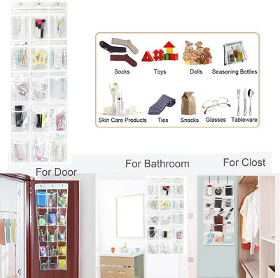 hanging pantry organizer 15 Pocket standard door rod,Crystal Clear Storage Rack