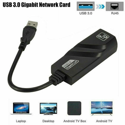 USB 3.0 to Ethernet Adapter 10/100/1000 Mbps Network RJ45 LAN for PC Laptop Mac