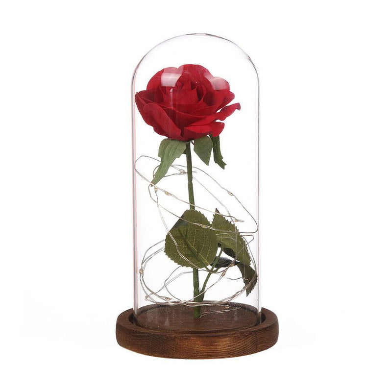 Beauty And The Beast Enchanted Rose LED Glass Cover Night Light Lamp Flower Gift