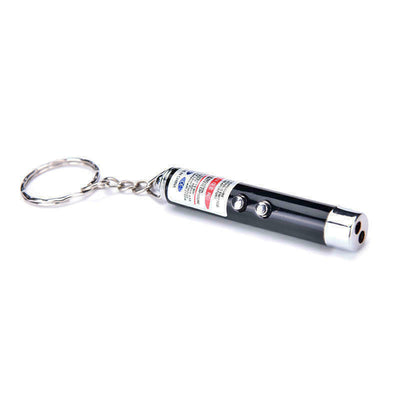 New 2 In1 Mini Red Laser Pointer Pen White LED Light Child Pet Cat Toy Keychain