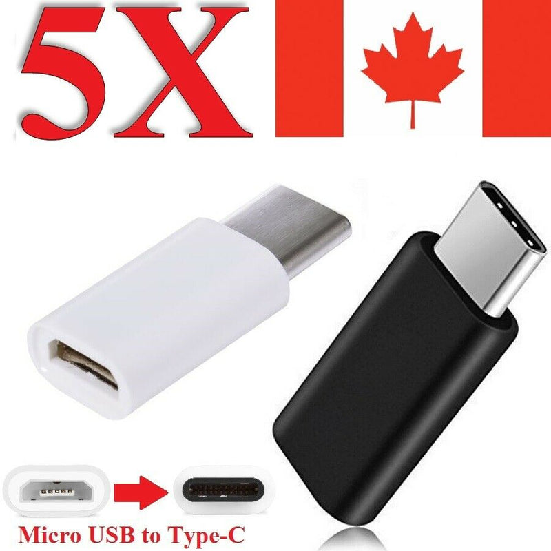 (5-PACK) Micro USB to USB C 3.1 Type C Cable Charger Adapter For S20 S10 Velvet