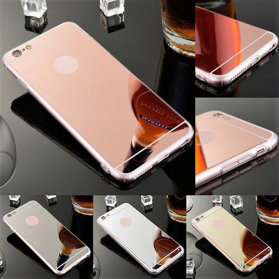 For iPhone 7 6 6S Plus 5 SE 5S Case - Luxury Chrome Mirror Hybrid Back Cover