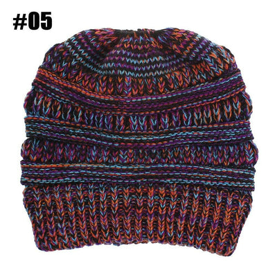 Women Girls Ponytail Beanie Soft Warm Winter Stretch Ribbed Knit Crochet Bun Hat