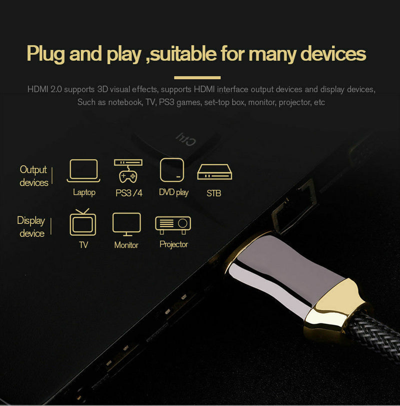 Premium Gold Plated Hdmi Cable V2.0  High Speed Audio 3D 4K Ultra HD 1m~15m