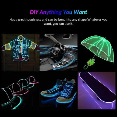 New 5M/16.5ft Led Flexible Soft Tube Wire Lights Neon Glowing Rope Strip Light