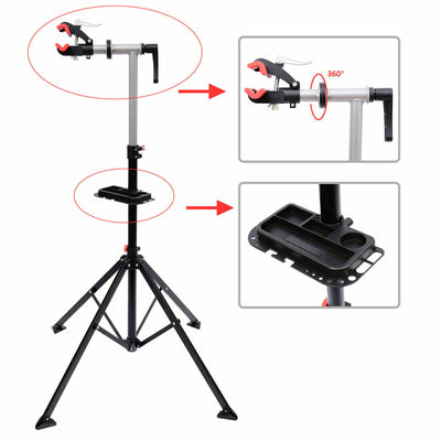 75" Adjustable Mechanic Bike Repair Stand Cycle Workstation Rack w/ Tool Tray