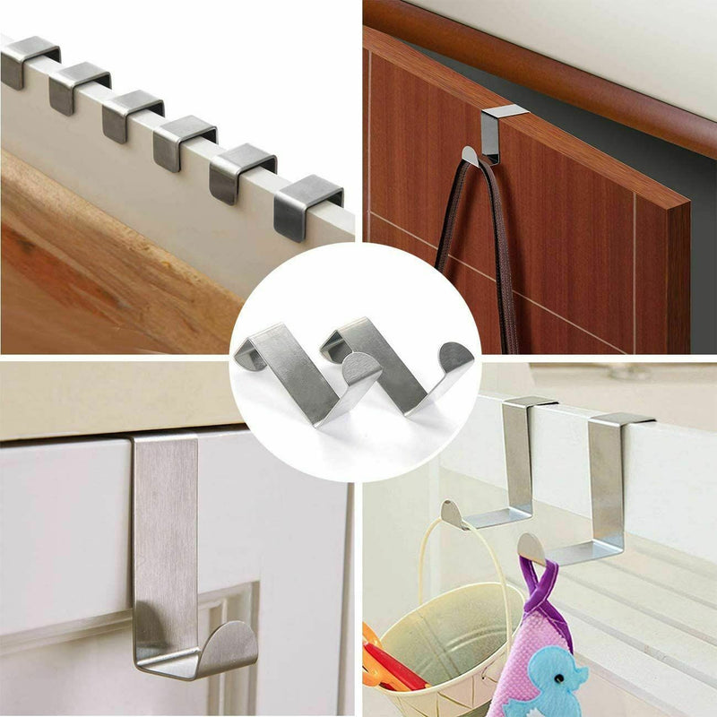 Stainless Steel Hook Over Door Coat Hanger Compact Clothes Holder Kitchen