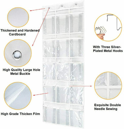 hanging pantry organizer 15 Pocket standard door rod,Crystal Clear Storage Rack