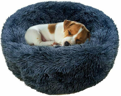 Pet Dog Cat Calming Bed Warm Soft Plush Round Nest Comfy Sleeping Kennel Cave CA