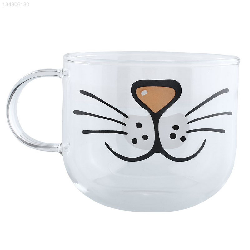 Cat Kitty Creative Borosilicate Glass Coffee Cup Transparent Water Mug 550ML