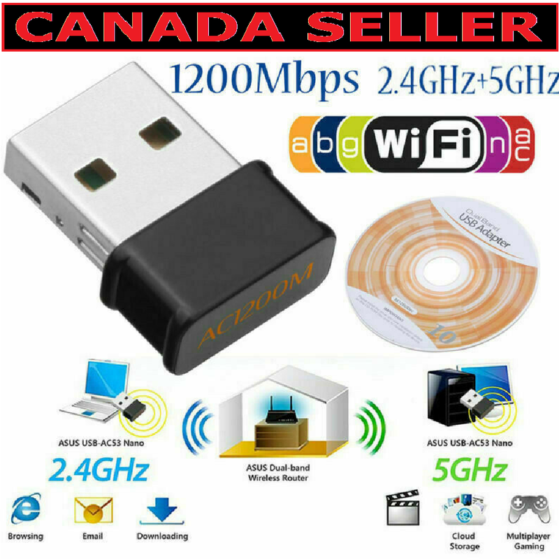 New 1200Mbps Wireless 2.4+5G Dual Band 802.11AC Wifi USB Network Adapter CA