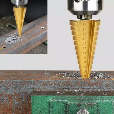 3Pcs Step Drill Bit Set High Speed Steel Titanium Coated Cobalt Steps Hole Cutter