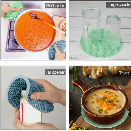 ROUND HEAT RESISTANT SILICONE TRIVET MAT PAN POT HOLDER NON SLIP PAD NEW