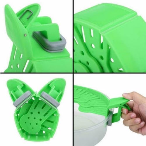 Foldable Strainer Adjustable Pan Pot Side Water Drainer Kitchen Clip-on Colander