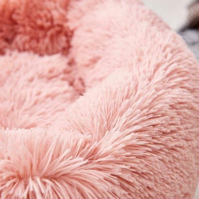 New Soft Comfy Round Faux Fur Pet Cat Dog Bed Cat Calming Cuddler Bed Indoor CA